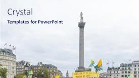  Presentation with human rights - Theme consisting of london-uk-october-26-protesters background and a sky blue colored foreground