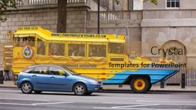  Presentation with vehicle - Colorful presentation theme enhanced with london-uk-october-28-2012 backdrop and a gold colored foreground