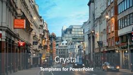  Presentation with busy street - Beautiful PPT theme featuring london-uk-sep-27-street backdrop and a gray colored foreground