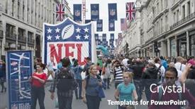  Presentation with events - Beautiful PPT theme featuring london-uk-september-27-crowded backdrop and a  colored foreground
