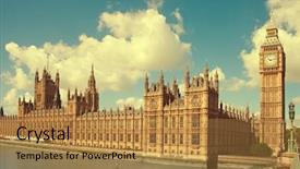  Presentation with parliament - Slide deck with london uk view from theme background and a gold colored foreground
