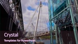  Presentation with bridge over troubled waters - Beautiful presentation theme featuring london waterloo bridge in thames backdrop and a  colored foreground