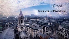  Presentation with firework - PPT theme consisting of london-with-firework-celebration background and a light blue colored foreground