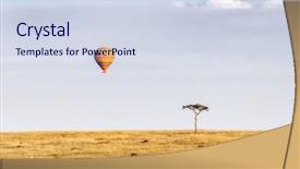  Presentation with animated hot air ballon - Presentation featuring lone acacia tree with vultures background and a sky blue colored foreground