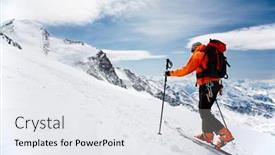  Presentation with touring - Slide set enhanced with lone-alpine-touring-skier background and a white colored foreground