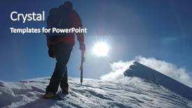  Presentation with summit - PPT layouts consisting of lone climber reaching the summit background and a  colored foreground