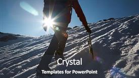  Presentation with mountain climbing - PPT theme with lone male mountain climber climbing background and a dark gray colored foreground