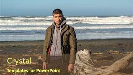  Presentation with usa - Audience pleasing slides consisting of lone-man-at-beach-autumn backdrop and a tawny brown colored foreground