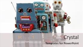  Presentation with 1950s - Cool new slides with 1950s families - lone of robot toys backdrop and a light gray colored foreground