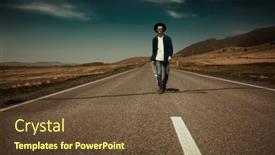  Presentation with space travel - PPT theme enhanced with lone-traveler-in-stylish-denim background and a tawny brown colored foreground