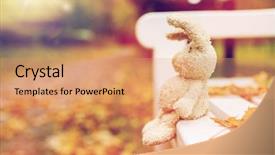  Presentation with season - Colorful PPT layouts enhanced with loneliness concept - lonely toy rabbit backdrop and a coral colored foreground