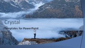  Presentation with fog - PPT theme featuring lonelly-tourist-stands-over and a light blue colored foreground