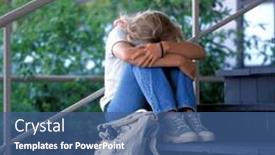  Presentation with lonely - Presentation theme enhanced with lonely-and-sad-teenage-girl background and a ocean colored foreground