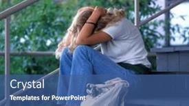  Presentation with sad girl - Presentation design enhanced with lonely-and-sad-teenage-girl background and a ocean colored foreground