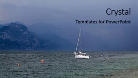  Presentation with storm - Slide set consisting of yacht stormy sea - lonely boat in summer storm background and a seafoam green colored foreground