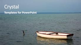  Presentation with hungary - PPT layouts enhanced with lonely boat on balaton lake hungary background and a light blue colored foreground