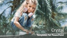  Presentation with lonely - PPT theme featuring lonely-caucasian-kid-girl background and a gray colored foreground