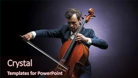  Presentation with cello pen - Slide set featuring lonely cellist composing on cello background and a wine colored foreground