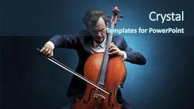  Presentation with lonely - Audience pleasing PPT theme consisting of lonely cellist composing on cello backdrop and a ocean colored foreground