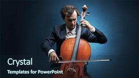  Presentation with lonely - Cool new theme with lonely cellist composing on cello backdrop and a wine colored foreground