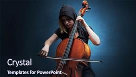  Presentation with lonely - Audience pleasing presentation design consisting of lonely cellist composing on cello backdrop and a wine colored foreground