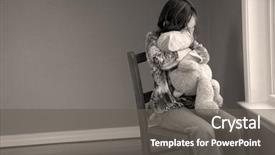  Presentation with sad girl - Colorful theme enhanced with lonely children - sad looking girl sitting backdrop and a gray colored foreground