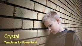 Presentation with video wall 3d - Beautiful PPT layouts featuring lonely children - upset boy leaning backdrop and a tawny brown colored foreground