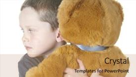  Presentation with masha and the bear - Theme featuring lonely children - young boy cuddling stuffed bear background and a  colored foreground