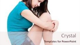  Presentation with lonely - PPT theme enhanced with lonely-closed-woman-sitting background and a lemonade colored foreground