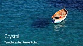  Presentation with fishing boat - Amazing theme having lonely fishing boat backdrop and a ocean colored foreground