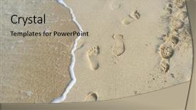  Presentation with footprint - Colorful PPT layouts enhanced with lonely footprints in the sand backdrop and a mint green colored foreground