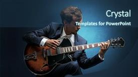  Presentation with lonely - Slide deck consisting of lonely guitarist composing on cello background and a ocean colored foreground