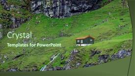  Presentation with lonely - PPT theme featuring lonely-house-in-saksun-area background and a tawny brown colored foreground