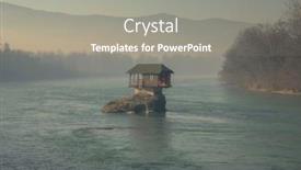  Presentation with winter river - PPT theme featuring lonely-house-on-the-drina background and a gray colored foreground