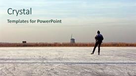  Presentation with ice frozen - Amazing presentation having lonely ice skater on a cold winter in the countryside on frozen ice in the netherlands backdrop and a sky blue colored foreground