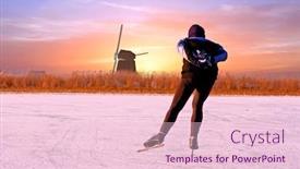 Presentation with lonely - Cool new presentation theme with lonely ice skater in the countryside from the netherlands at sunset backdrop and a lemonade colored foreground