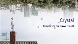  Presentation with astronaut in fantasy world mixed - Colorful PPT theme enhanced with lonely in this big world backdrop and a sky blue colored foreground