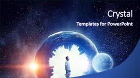  Presentation with astronaut in fantasy world mixed - Cool new slide set with lonely in this big world backdrop and a navy blue colored foreground