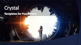  Presentation with astronaut in fantasy world mixed - Cool new presentation theme with lonely in this big world backdrop and a black colored foreground