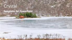  Presentation with cabin - Theme featuring lonely-island-with-wooden-cabin background and a gray colored foreground