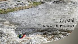  Presentation with surfing - PPT theme having lonely-kayaker-surfing-the-wave background and a light gray colored foreground