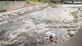  Presentation with surfing - Slide deck consisting of lonely-kayaker-surfing-the-wave background and a light gray colored foreground