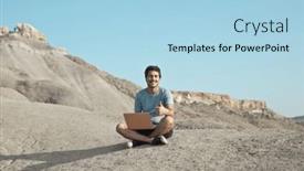  Presentation with lonely - Presentation design with lonely-man-in-the-desert background and a light blue colored foreground