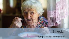  Presentation with elderly woman in nursing - Audience pleasing PPT layouts consisting of misfortune - elderly woman eating soup borsch backdrop and a light blue colored foreground