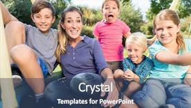  Presentation with family photo - PPT theme with photobombs - family with mom sons background and a  colored foreground