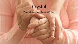  Presentation with elderly care helping hands - Presentation theme with ill family - helping hands care background and a coral colored foreground