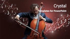  Presentation with sparkling - Theme featuring lonely musical composer with cello background and a tawny brown colored foreground