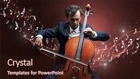  Presentation with music composer - Colorful slide set enhanced with lonely musical composer with cello backdrop and a wine colored foreground