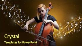  Presentation with sparkling - Presentation theme consisting of lonely musical composer with cello background and a wine colored foreground