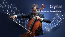  Presentation with music composer - Beautiful slides featuring lonely musical composer with cello backdrop and a  colored foreground